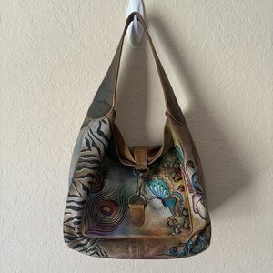 Anuschka | Women's Genuine Leather Hand-painted Butterfly Floral Shoulder Bag